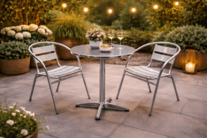 Set bistro din inox (masa + 4 scaune)