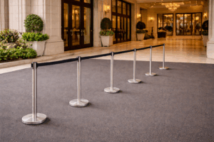 Stalp inox cu banda retractabila